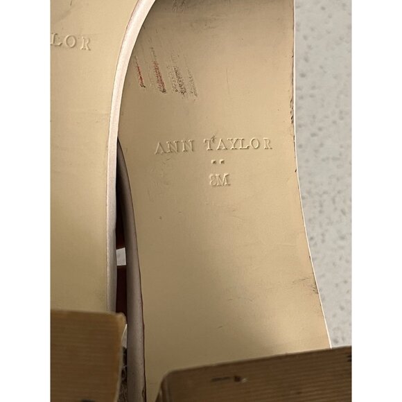 Ann Taylor Sandal Size 8 Gold Block Heel Ankle Strap Faux Snakeskin at Back - Picture 11 of 12